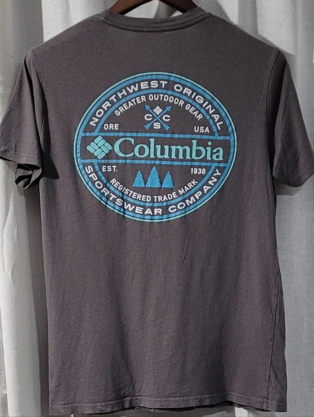 Columbia Gray Short-Sleeve Tee with Blue Circular Logo